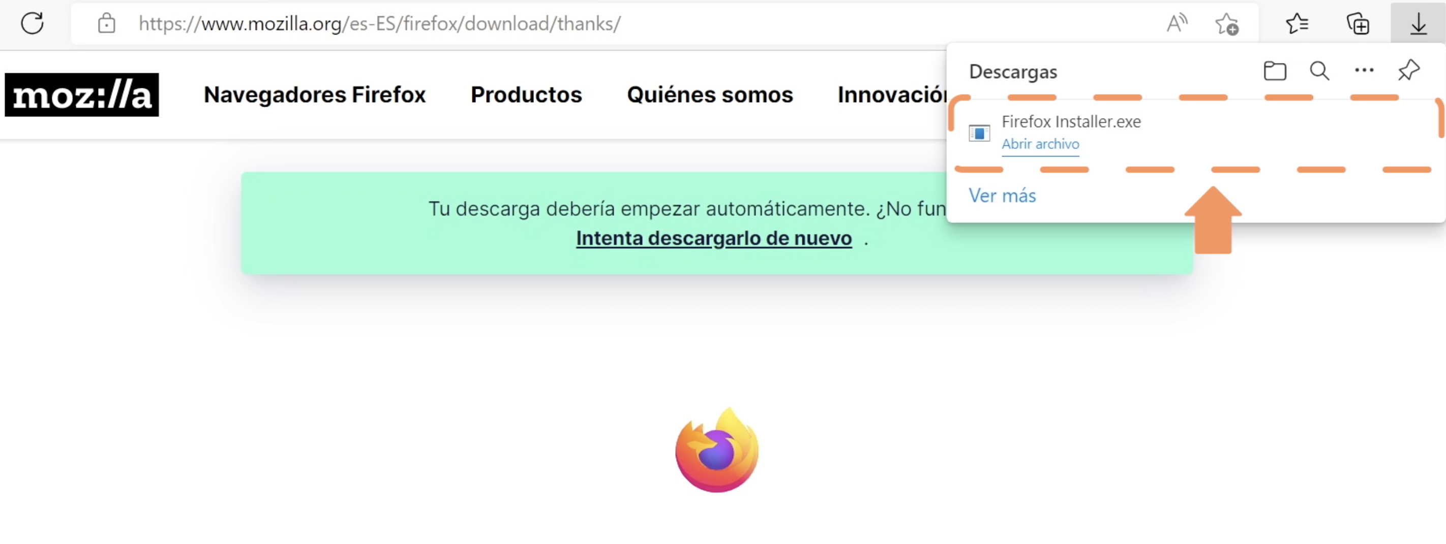 Archivo de descarga de software de Mozilla Firefox